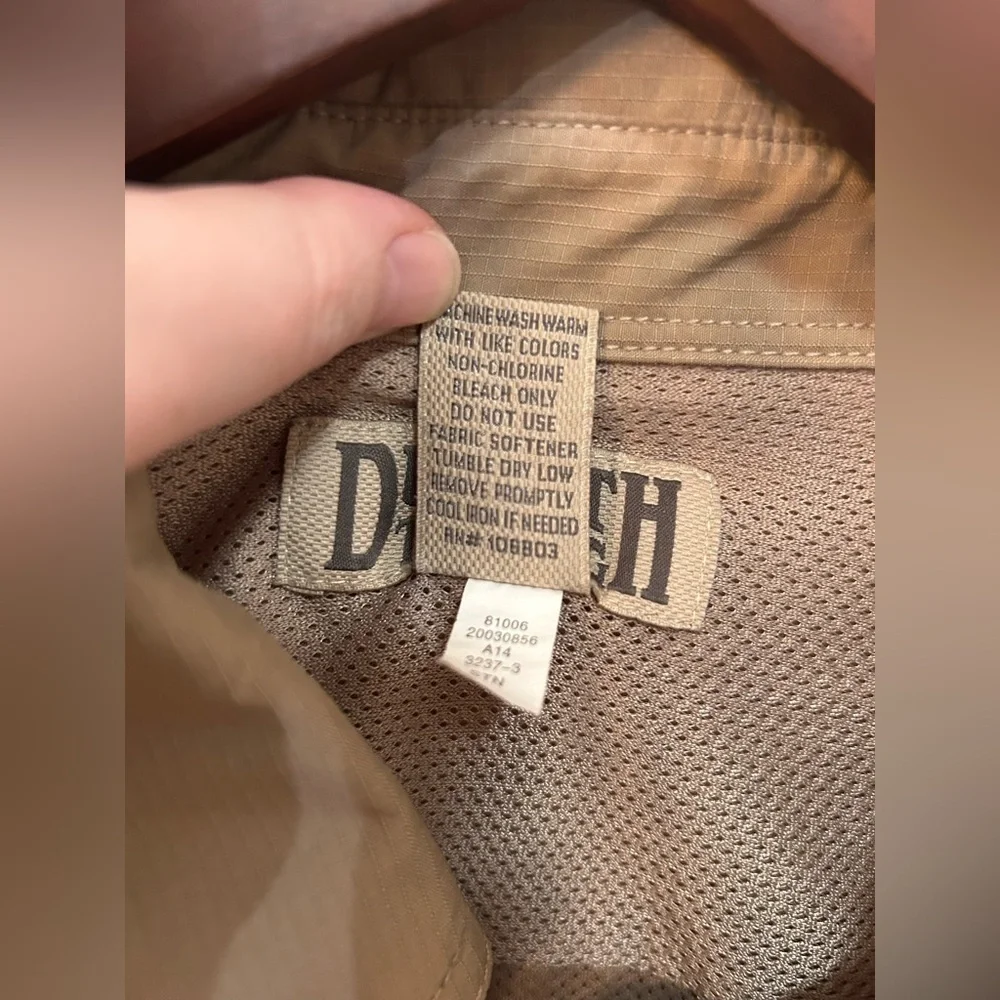 Duluth Trading Shirt Mens XL Tan Dry On The Fly Hybrid Hiking Snap